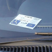 Picture of a blue badge on a car