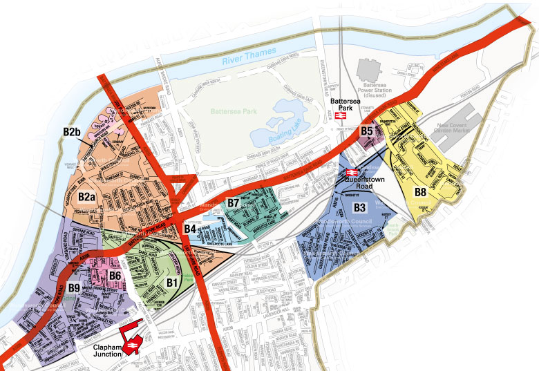 Map of Battersea Controlled Parking Zone