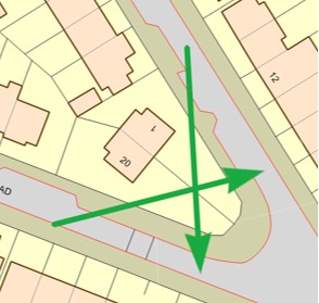 Fig. 44: Diagram showing the open views across front corners on gardens