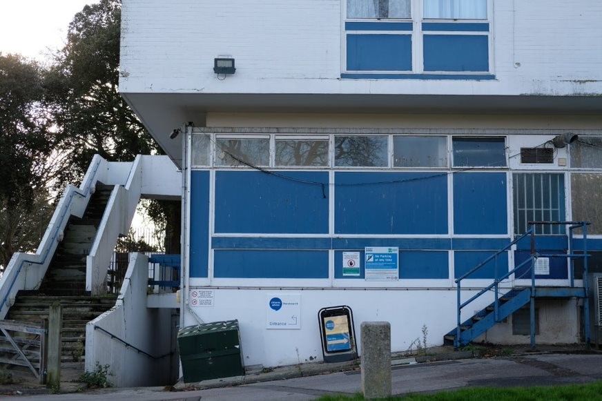 Fig. 75: the original Garnett College facilities building with side stair-case