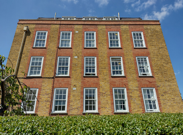 Fig: 61: The south elevation of Winfield House showing vertical emphasis and redbrick detailing