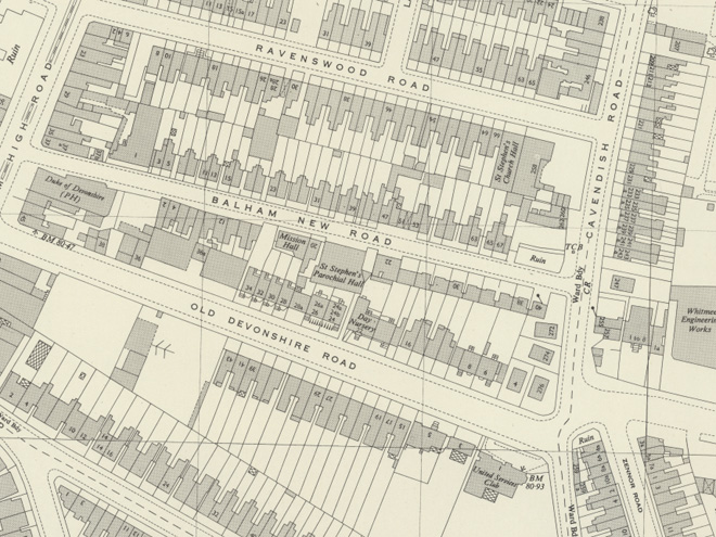 Figure 8: Extract from the 1949 Ordnance Survey Map of London