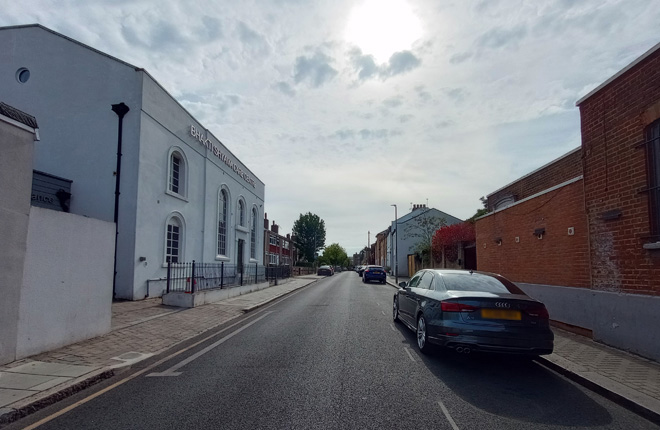 Figure 11: View looking east along Balham New Road with no.1 on the left