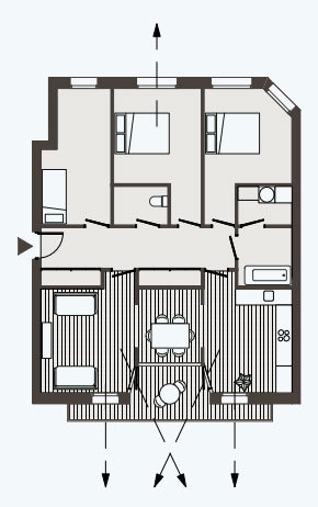 Example of three bedroom flat