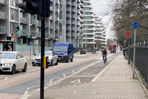 Queenstown Road with traffic and cyclist